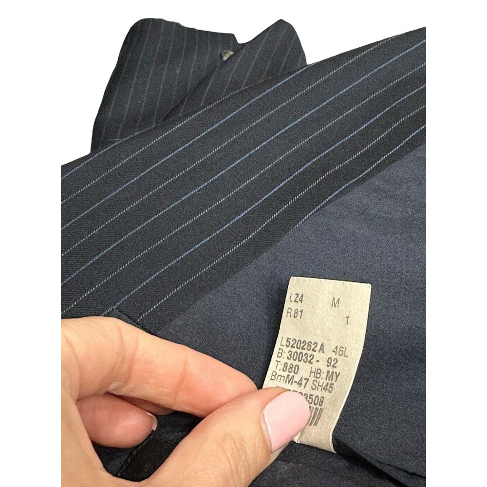 Lauren Ralph Lauren Men's 46L Navy Blue Striped 100% Wool 2 Button Blazer Jacket - Picture 9 of 10